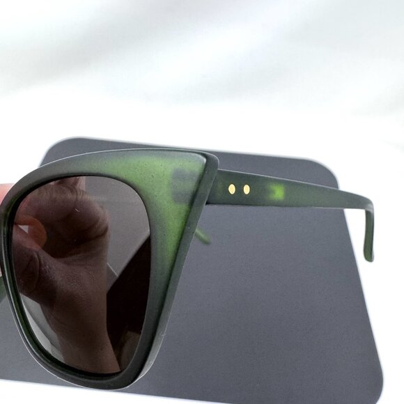 Ryan Simkhai Eyeshop Sunglasses  R-2017  C2 Green Gold Cat Eye Polarized - Picture 7 of 11